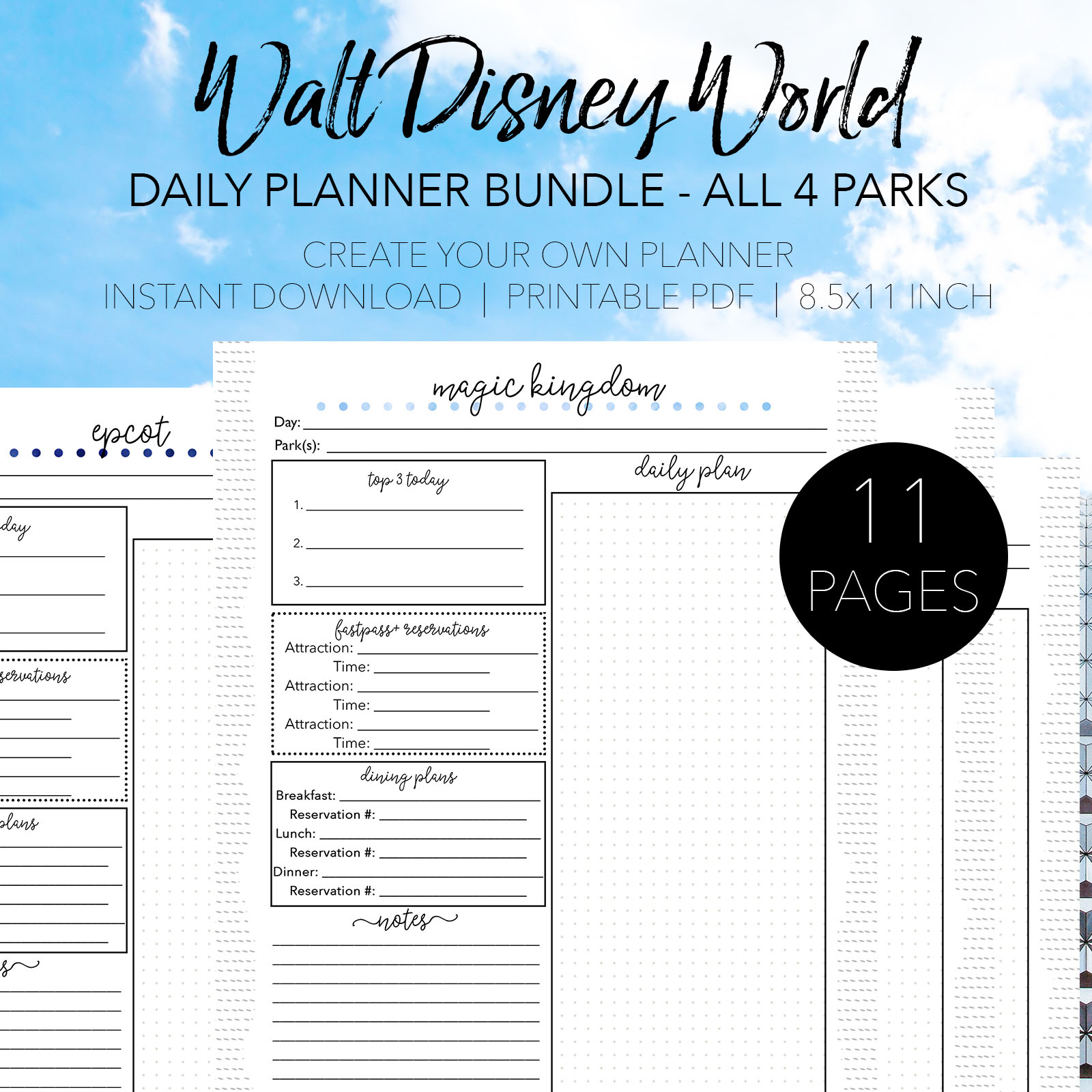 Daily Disney Park Planning Pages