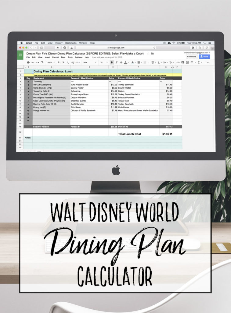 Walt Disney World Dining Plan Calculator - Dream Plan Fly